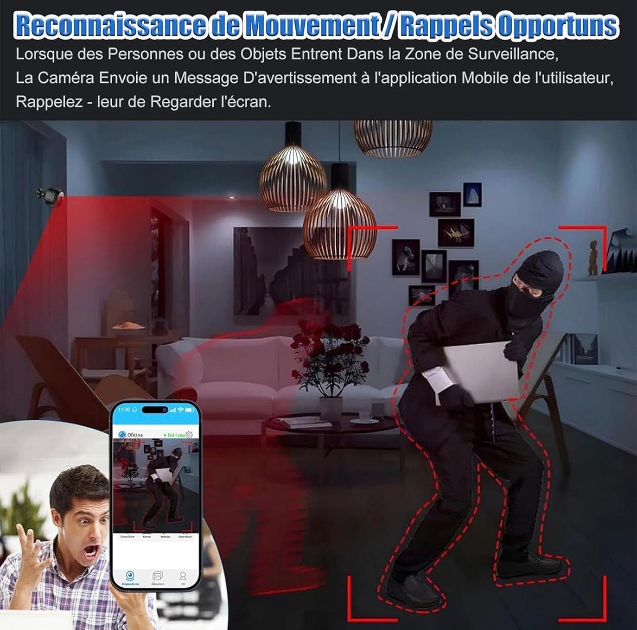 Mini Caméra WIFI HomeWatch-Securité Discrète HD 1080P